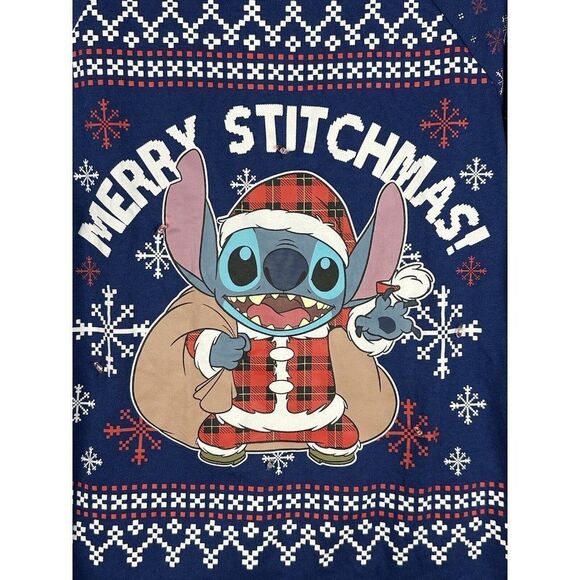 Disney Merry Stitchmas Sweatshirt Womens 2XL XXL Blue Christmas Blinking‎ Lights - Picture 2 of 7